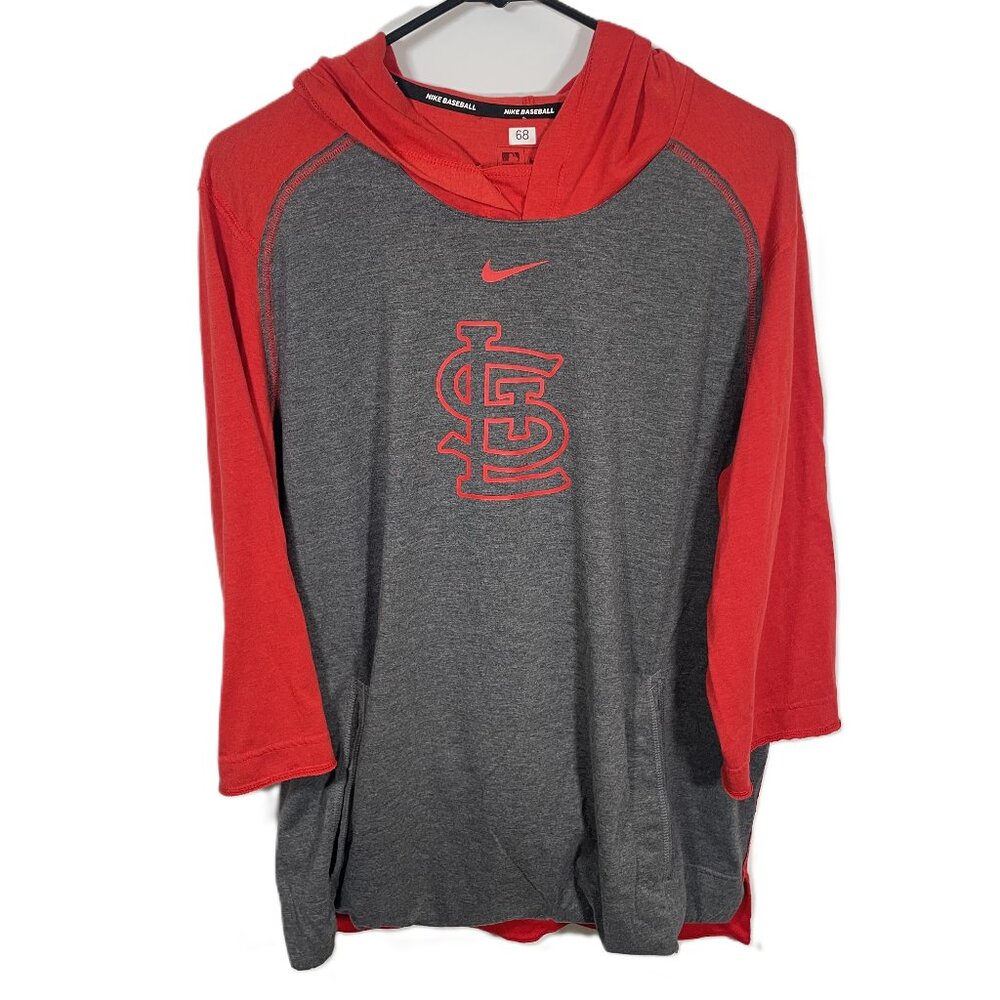 St. Louis Cardinals MLB Nike Dri-Fit Raglan Hoodie Shirt Men’s Large Red Gray
